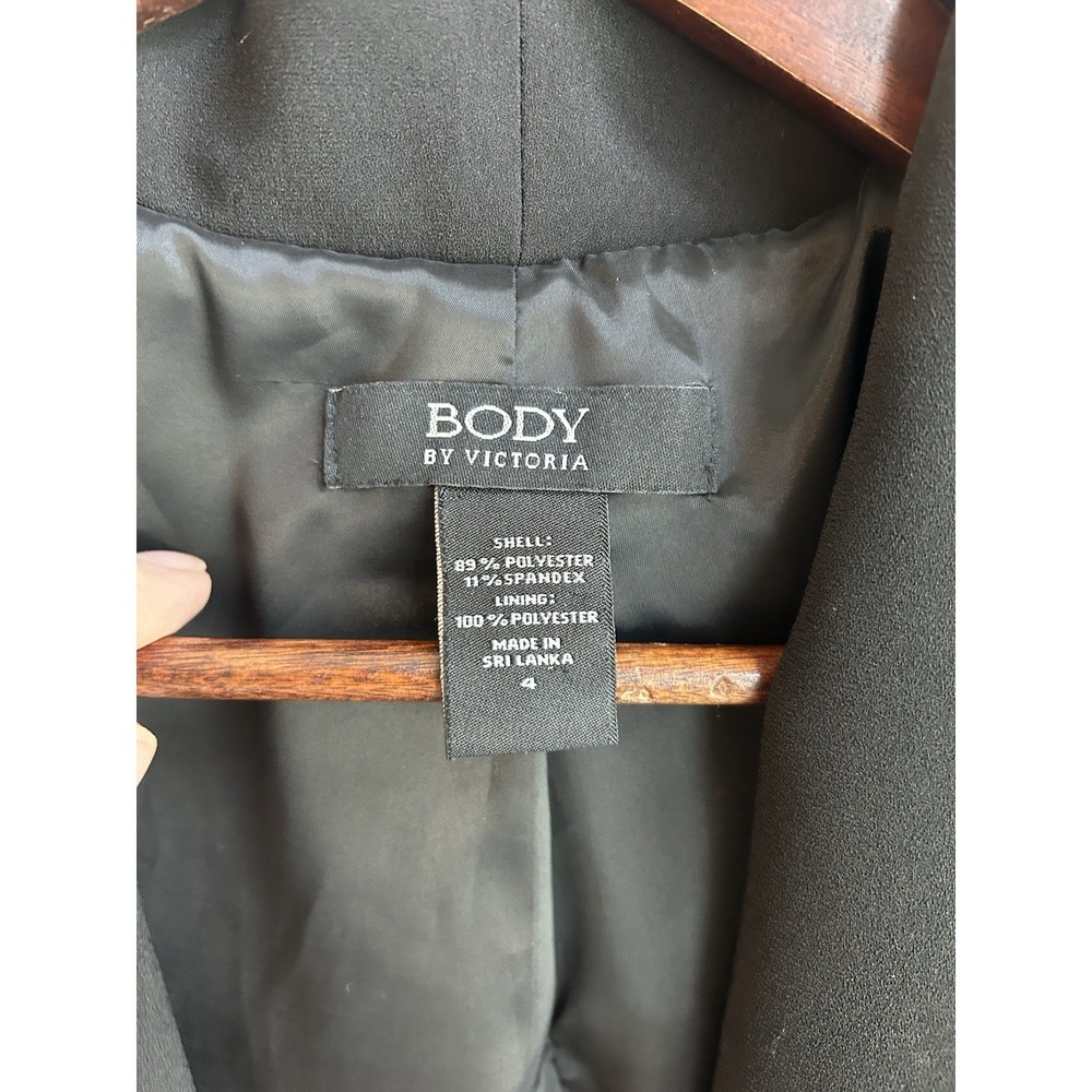 Y2K Body By Victoria Black Blazer Jacket 4 Strong Shoulder Single Button Edgy - Picture 8 of 9